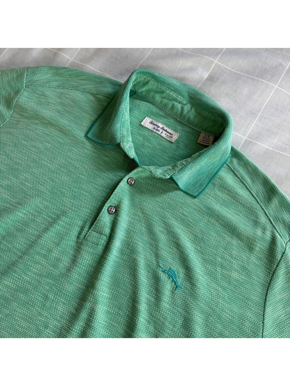 Tommy Bahama Polo Shirt Size L Green Tencel Modal Coolmax